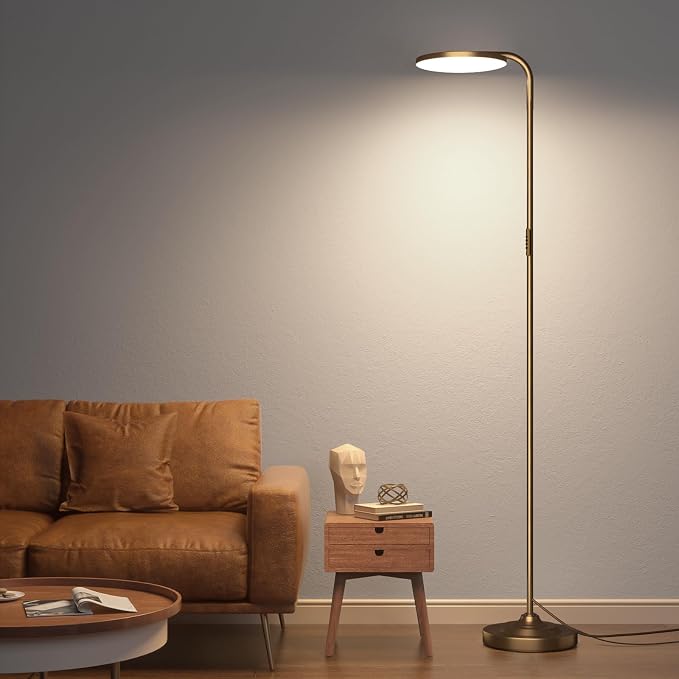36W LED Floor Lamp, Super Bright Standing Lamp, Modern Stepless Dimmable Torchiere Tall Lamp with Remote Control, 350°Rotating Head Reading Floor Lamp for Living Room, Bedroom, Office