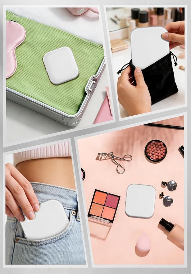 Magnifying Mirror with Light, Rechargeable 40X Compact Mirror with 3 Lighting Modes & Dimmable Brightness, Portable Travel Makeup Mirror with Light, Essentials for Travel, Pocket Purse White