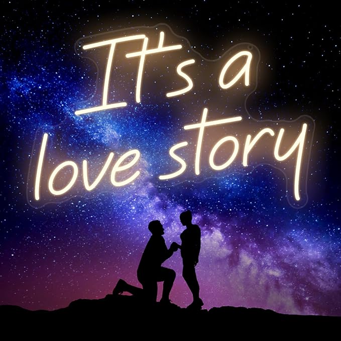 It's a Love Story Neon Signs for Bedroom Living Room Wall Decor, Romantic Gift for Wedding, Engagement, Anniversary, Birthday, Valentine'S Day