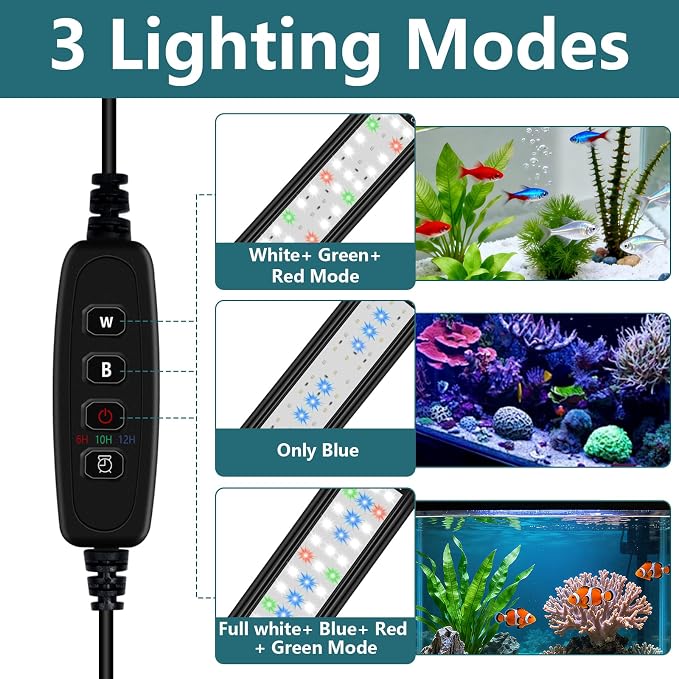 Uncle Yang LED Aquarium Light for 18 to 24 Inch Aquarium LED Light 11W | Auto On Off with Timer Adjustable Brightness Memory Function with Extendable Bracket for Planted Tank