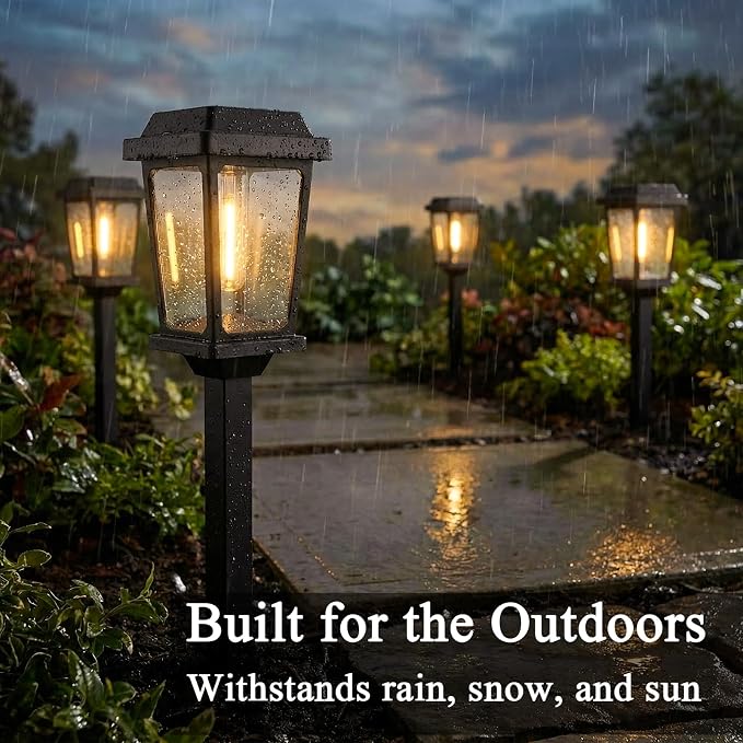 12 Pack Solar Lights Outdoor, Modern Solar Pathway Lights Outdoor, Waterproof Auto On/Off Garden Lights for Yard, Landscape Path, Walkway, Driveway Decor (3000K Warm White)