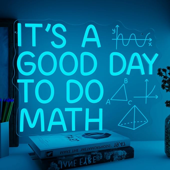 It's a Good Day to Do Math Neon Sign Blue LED Sign Math for Classroom Decor | Dimmable Math Neon Sign for Math Teachers Students and Math Lovers Classroom Decor Study Room Office Homeschool USB Powered