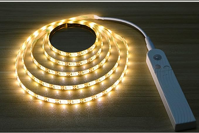 Sleep Mode Underbed Light - Night Light Amber Glow No Blue Light Battery Powered Peel and Stick Install