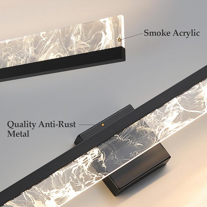 AIJIASI Modern Bathroom Light Fixtures Over Mirror - 24 Inch Black Vanity Light Bar 18W 3000K Dimmable LED Vanity Lighting Fixtures for Restroom Mirror