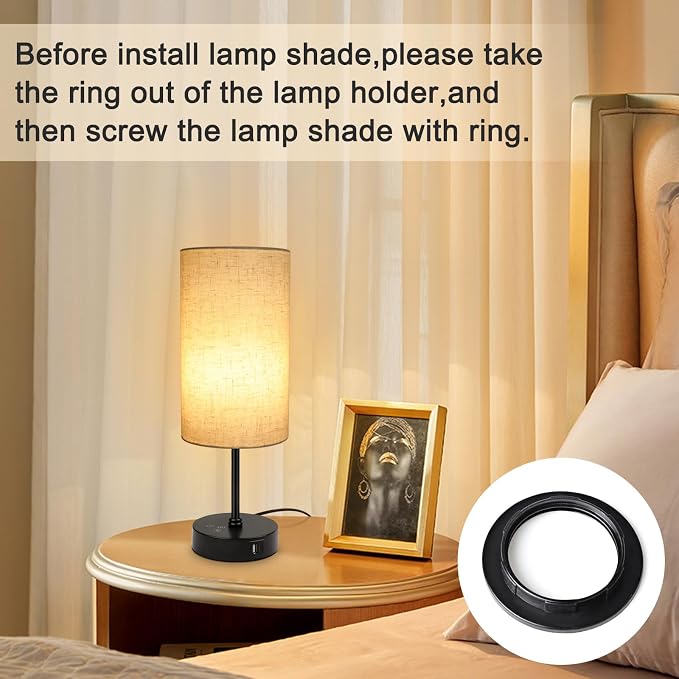 17Inch Table Lamp for Bedroom, Touch Control Bedside Lamp for Reading, 3 CCT & 7 RGB Color Changing, Dimmable Nightstand Lamp for Kids Room Living Room Office, Beige Shade