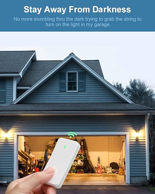 Remote Control Socket for 500W E26/E27 Bulb Base Holder, Wireless Wall Mounted Switch for Pull Chain Light Fixtures, 300FT RF Range, No Wiring Wireless Light Switch
