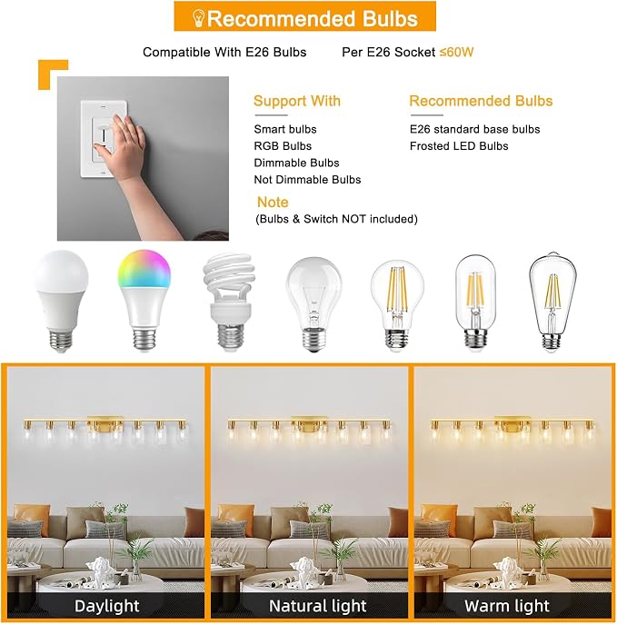 8 Light Bathroom Vanity Light Gold Bathroom Light Fixtures Brass Vanity Lights for Bathrrom 46 in Large Wall Sconce Brush Gold with Clear Glass Shade for Living Room