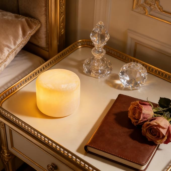 Marmor Marble Lamp Table Lamp Unique Stone Touch Lamp Pat Lamp Type-C 3 Way Bedside Lamp Ambient Light Bedroom Stands Night Light Decorative LED Warm Portable Lamp Rechargeable(Peach Jade)