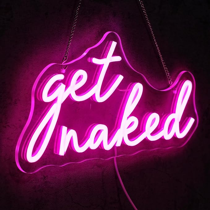 Get Naked Neon Sign for Wall Decor Dimmable Led Lights Signs Pink Led Signs for Bedroom decor Letters Neon Light Room Decor for Bar Party Pub Salon Decoration Girls Gift