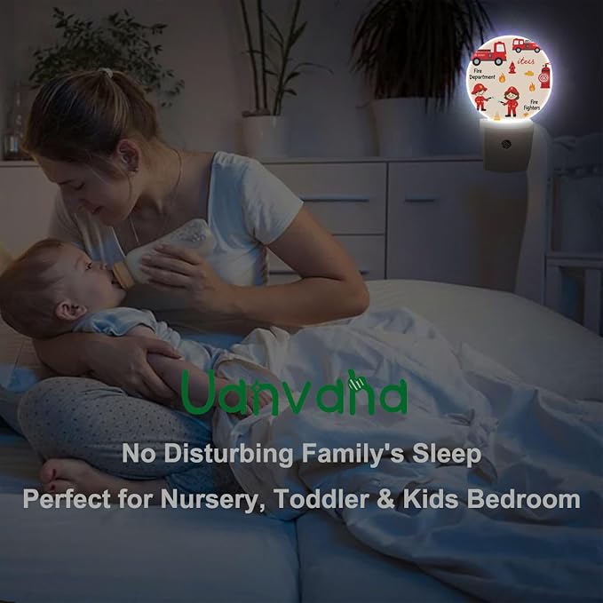Fireman Night Light Firefighter Fire Alarm Fire Truck Safety Night Lights Plug into Wall 0.5W LED Lighting Auto on/Off for Hallway Stairway Kitchen Bedroom