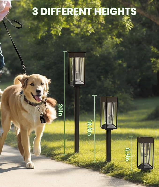 BITPOTT Solar Lights Outdoor Pathway, 4 Pack 2-in-1 Warm&Cool, Bright Solar Path Lights Waterproof IP65, Solar Outside Light Auto On/Off, Long Lasting Light for Yard, Patio, Garden, Landscape Decor