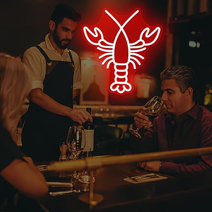 Lobster Neon Sign for Wall Decor Dimmable Crawfish party decorations Led Neon Sign for Bedroom Bar Neon Signs Neon Light Up Signs for Home Club Party Hotel Bar Restaurant Decor Gift