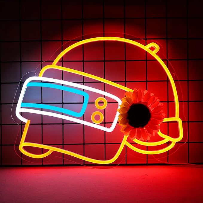 WonderfulLife Helmet Game Neon Sign for Game Zone Decor, Led Lights for Man Cave Play Room Internet Bar or Bedroom Decoration.5V USB Powered,Easy Hanging.