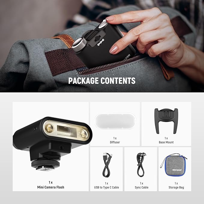 NEEWER Z160 Single Contact Camera Flash Compatible with Canon Nikon Sony Fuji Olympus Cameras, 22Ws GN14 6000K Speedlite, A/M Mode 1/1-1/128 Power, 1100mAh Battery 650 Full Power Light 1.5s Recycling