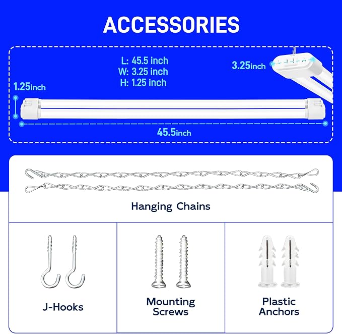 hykolity 4FT 60W LED Shop Light,6500LM[450W Equivalent] 5000K Daylight | Plug-in Utility Linkable Shop Lights for Garage Workshop Warehouse Basement, Ceiling Hanging or Surface,White,4 Pack