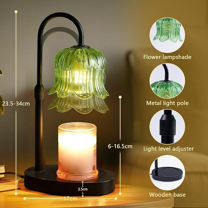 CRMILL Candle Warmer Lamp Electric Timer - House Gifts New Home Bedroom Decor Candle Lamps Green Candle Lights