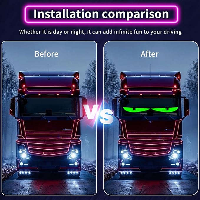 2Pcs LED Eyes for Truck Windshield | Programmable Devil Eyes Light for Cars | Bluetooth APP Control | Can Edit Text/Graffiti/Animations