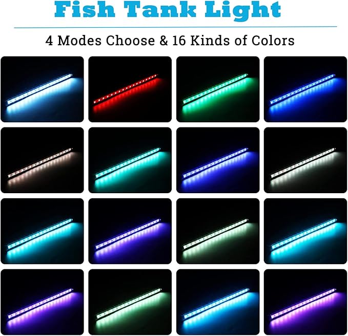 LED Aquarium Lights for Fish Tank,Submersible Fish Tank Light with Air Bubbler Hole Bubble Wall RGB Color Changing Brightness Adjustable Waterproof Remote Control Bubble Tube Light,5W 18inch