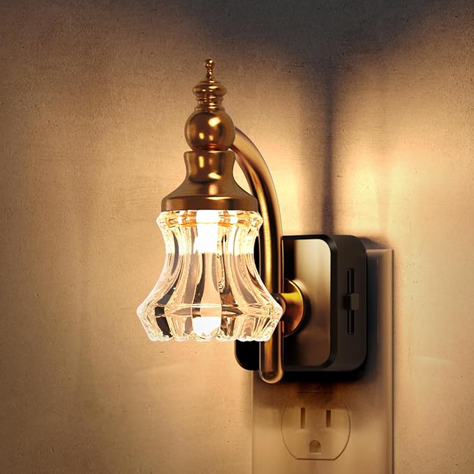L LOHAS LED Night Lights Plug into Wall, 3000K Soft White | Flower Night Lights with Dusk to Dawn Sensor, 0-100lm Adjustable Brightness, for Hallway Bedroom Stairway