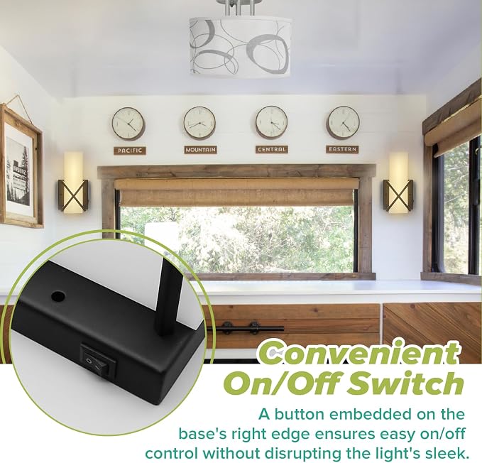 12 Volt RV Interior Wall Light LED Bedside Side Reading Light Fixture Wall Sconce with Switch for Motorhome Camper Trailer Matte Black, 3W, 3500K White Lighting, 7inch (1 Light)
