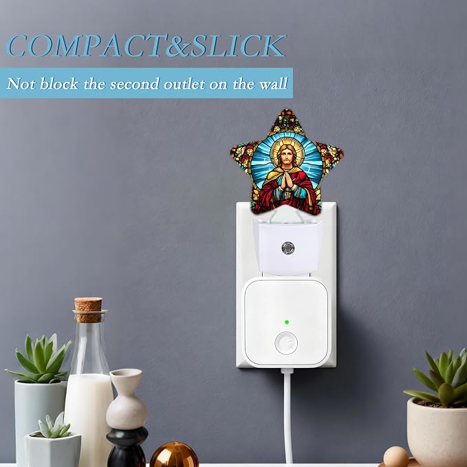 Jesus Christ Night Light,Plug Into Wall Decor Nightlights for Bedroom,Bathroom,Hallway,Stairway,Kitchen,with Dusk to Dawn Light Auto Sensors Led Night Lights Room Gifts