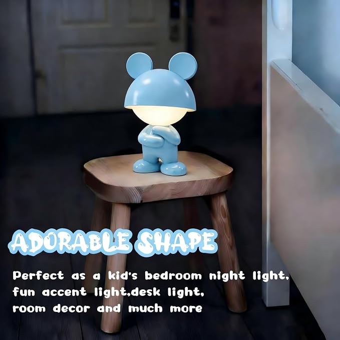 Night Lights for Kids,Rechargeable TableLight,Touch Bedside Lamps,Cordless Dimmable Warm White Light,Baby Nursery,Breastfeeding,Sleep Aid,Bluey Mouse Gifts for Newborns Toddlers Boys Girls