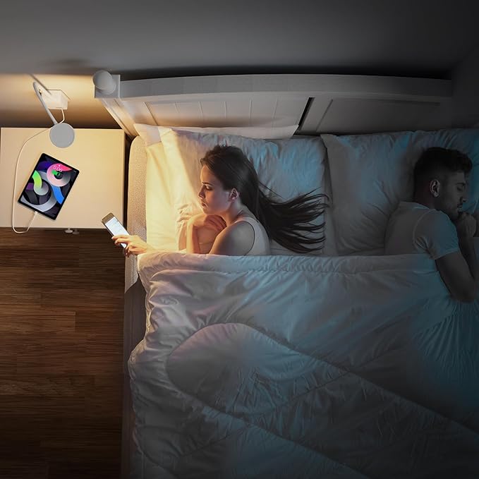 Plug in LED Book Reading Lights, 2 Pack LED Wall Sconces Lights with Power Plug Outlet Extender for Reading Working in Bedroom Kitchen, 3 Color Temperature, USB Output Charging Ports