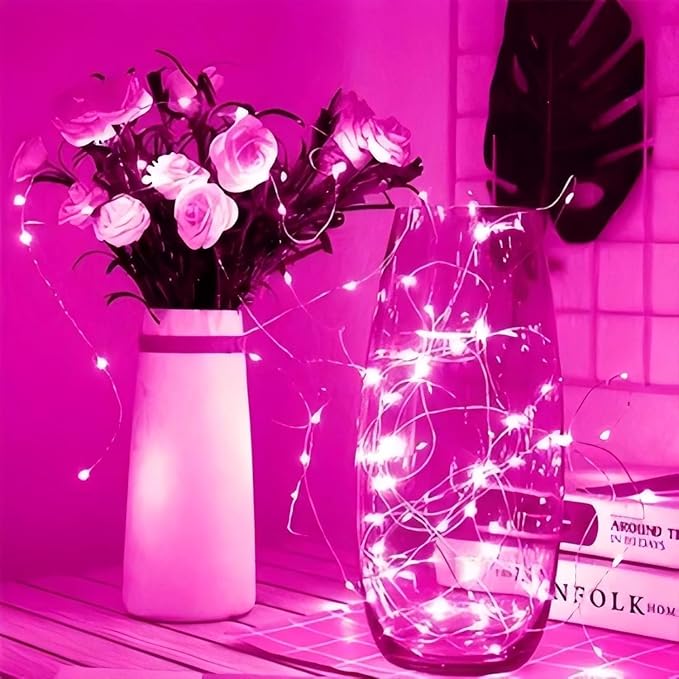 3 Pack Valentine's Day Pink Fairy Lights Plug in, 33Ft 100 LEDs Waterproof Twinkle Firefly Starry String Lights with Adaptor, for Wedding Christmas Indoor Outdoor Patio Garden Decoration
