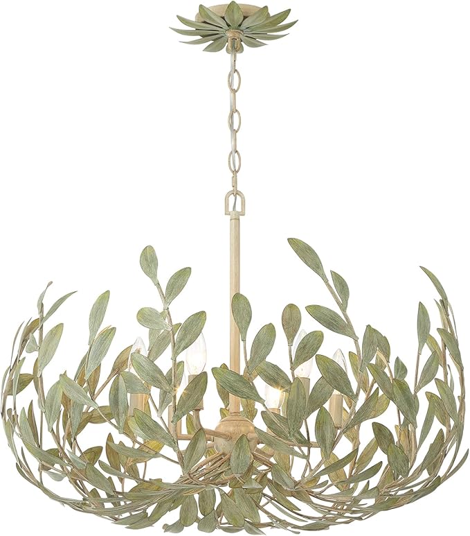 Crystorama Broche 6 Light Champagne Green Tea Chandelier