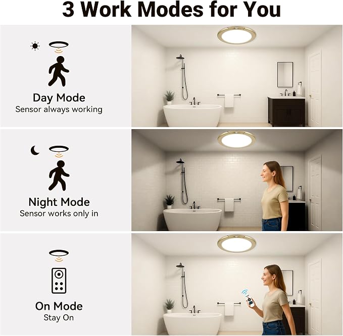 Gold Wireless Rechargeable Ceiling Light, Motion Sensor Night Light Indoor | 2 Packs Battery Operated Led Lights with Remote for Bedroom Hallway, Living Room, Bathroom, Home & Kitchen Decor Lighting