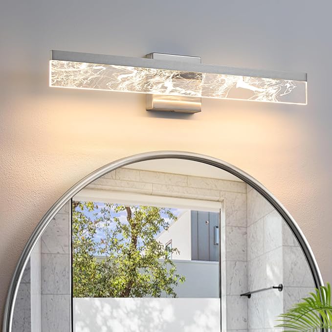 AIJIASI Brushed Nickel Vanity Light for Bathroom - 24 Inch Bathroom Lighting Fixtures Over Mirror 18W 3000K LED Vanity Lights Bar Modern Vanity Light Wall Mount
