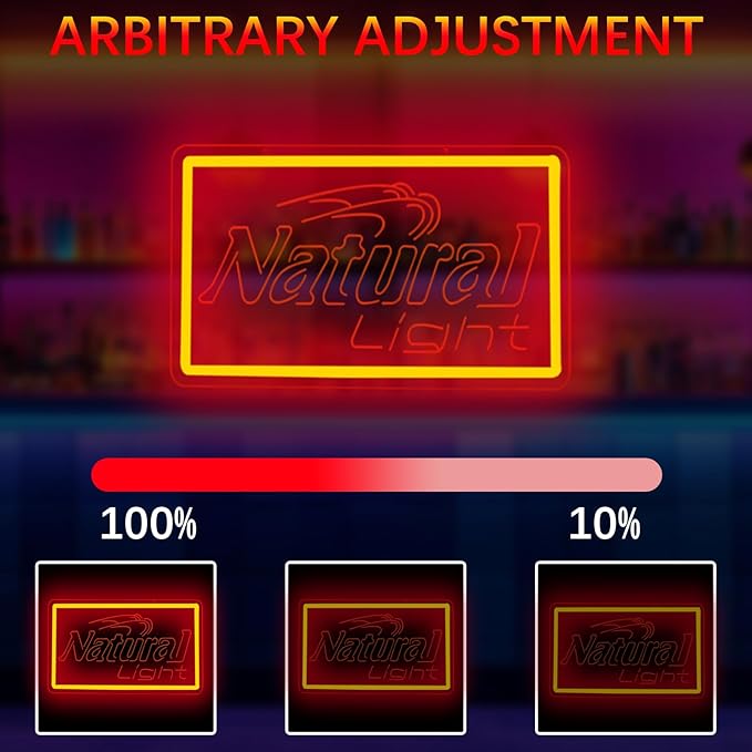 Natural Neon Beer Signs for Wall Decor, Dimmable Neon Light for Business, USB Power LED Neon Sign for Home Bar Man Cave Garage, LED Neon Sign Wall Art Neon Light for Beer Pub