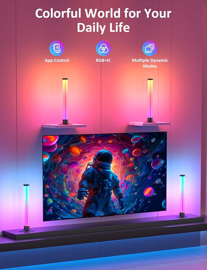 RGB Light Bar, TV Backlights 360 Degree Light Emitting USB Powered, Gaming Ligting, APP and Remote Control, Music Sync, Color Changing Ambient Lighting for Desk, TV, PC, Monitor, Party
