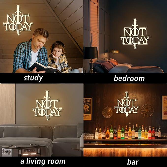 Not Today Neon Sign Anime Sword Neon Light for Wall Decor Anime Game Led Sign Kids Gift Bedroom Party Dorm for Man Cave Living Room Christmas Party