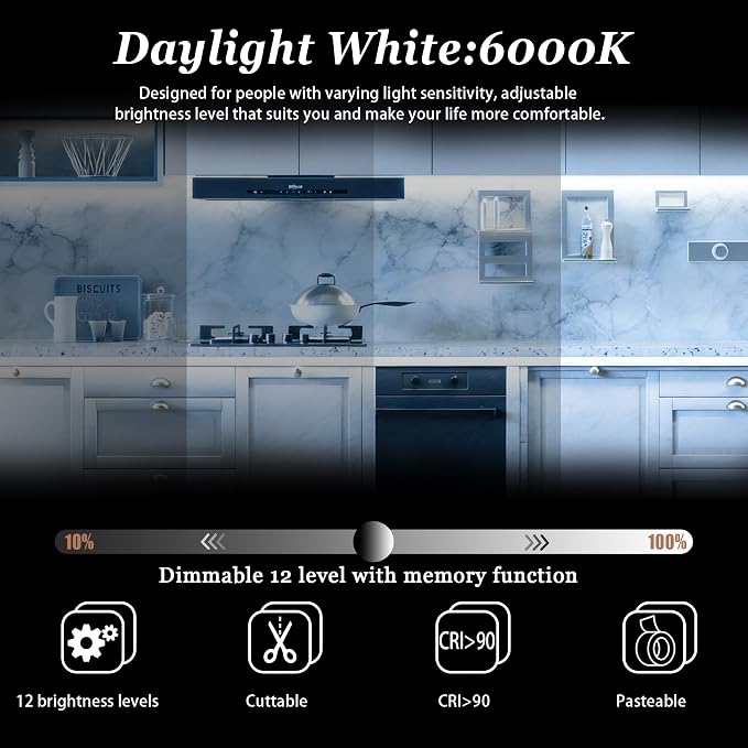 COB 30Ft White LED Strip Lights, 24V Super Bright LED Tape Lights High CRI95+, Dimmable Lights Strip,Flexible LED Rope Lights for Kitchen Cabinet, Stairs, Bedroom, Vanity Mirror,Home DIY Deco