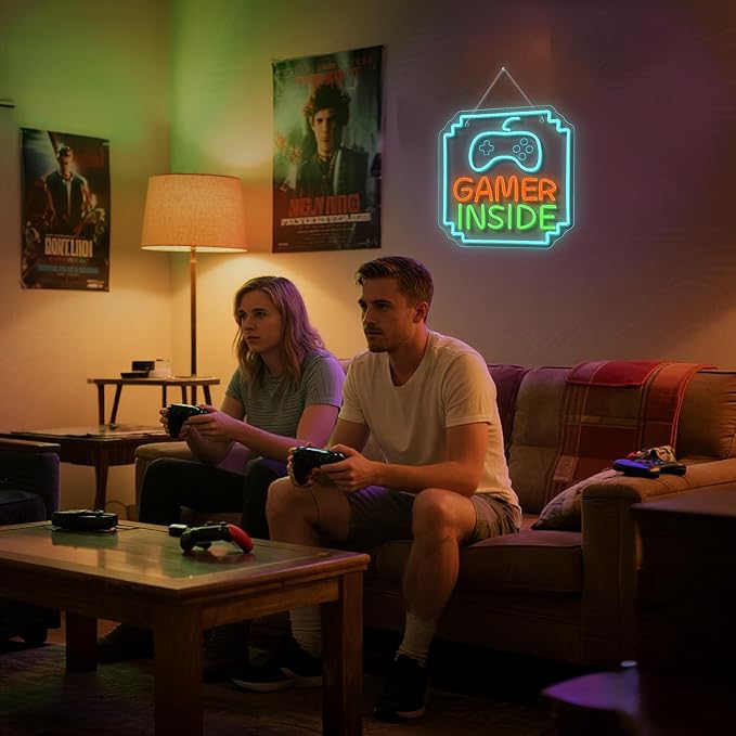 Gamer Inside Neon Sign Game Controller LED Sign for Gaming Room Decor Best Gamer Gifts for Boys Kids Game Neon Sign for Teen Boy Room Decor