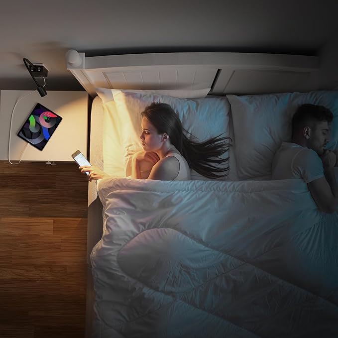 Plug in LED Wall Mounted Reading Light, Black Flexible Wall Sconce Spot Light with Power Plug Extension Outlet for Bedroom Kitchen, 3 Lighting Colors, with USB Output Charging Ports