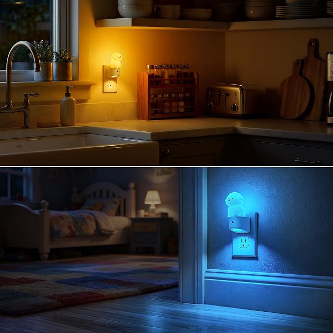 Night Light for Kids,3D Cute Puppy Kids Night Light with Sensor | Dusk to Dawn Sensor,RGB+Soft White 3000K,Plug in Night Light for Kids Room Decor,Birthday Gift Nightlight for Kids