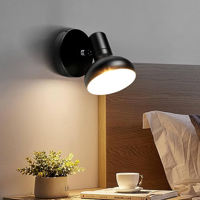 HiBay 1-Light Track Lighting Black, Modern Directional Spot Light Fixture, Ceiling Wall Spotlight for Bedroom Bedside Kitchen Hallway, E12 Base (Bulb Not Included)