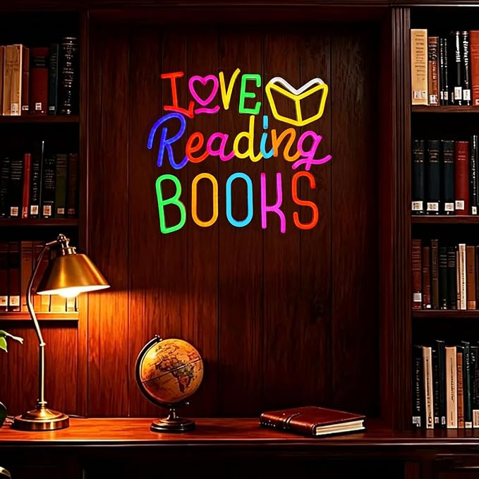 Love Reading Books Neon Sign Colorful LED Book Light for Wall Decor, Reading Corner Led Sign Reading Nook Sign for Bedroom Classroom Study Room Literary Aesthetic Decor 5v USB