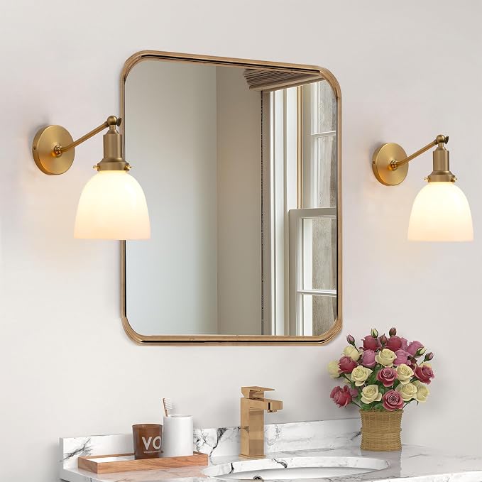 Industrial Vintage Slope Pole Wall Mount Single Sconce with 6.7" Oval Dome Milk White Glass Shade Wall Sconce Light Lamp Fixture