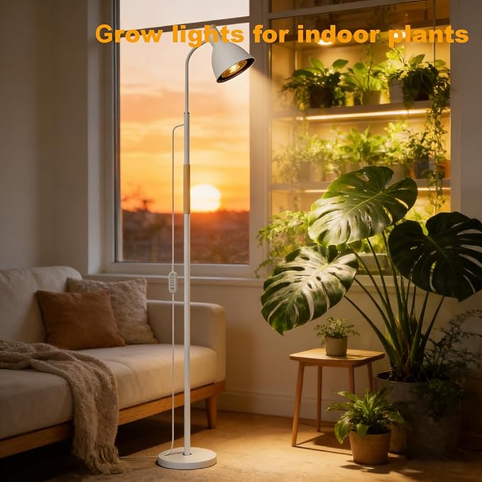 Plant Light for Indoor Plants, Full Spectrum 75" Standing Grow Light for Tall Indoor Trees, Grow Lamp for 20W 98 CRI LED Bulb, Auto 4/8/12H Timer & Flexible Gooseneck for Middle to Large Plants