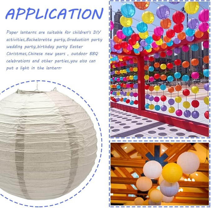 3pcs Paper Lanterns Decorative Round Chinese Paper Lanterns for Birthday Halloween Wedding Baby Bridal Shower Home Decor Party Decoration (12in/Grey)