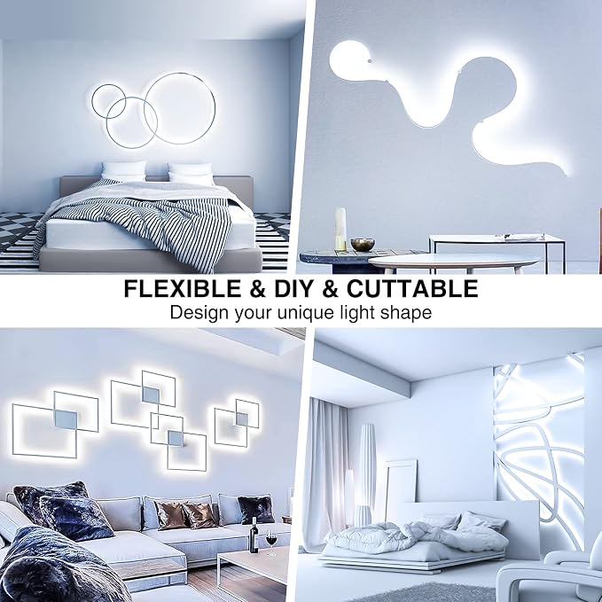 Onforu LED Strip Lighting Bright White, 65.6ft 6000K Dimmable Daylight White Tape Light, Flexible 12V Adhesive Ribbon Easter Rope Light, for Kitchen, Under Cabinet, Bedroom (Pack of 2)