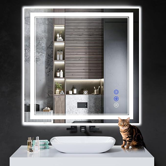 36"x36" LED Bathroom Mirror with Lights,Anti-Fog,3 Color Modes