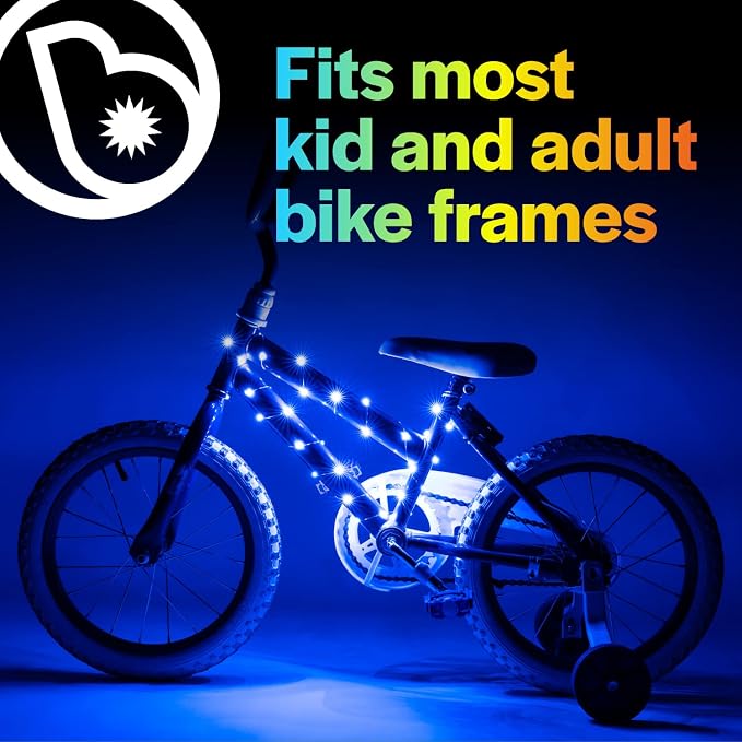 Brightz CosmicBrightz LED Bike Frame Rope Light - 6.5-Foot String Rope - Battery-Powered with On/Off Switch - Ultra Bright Color Keeps Your Ride Fun and Safe for Kids, Teens, & Adults