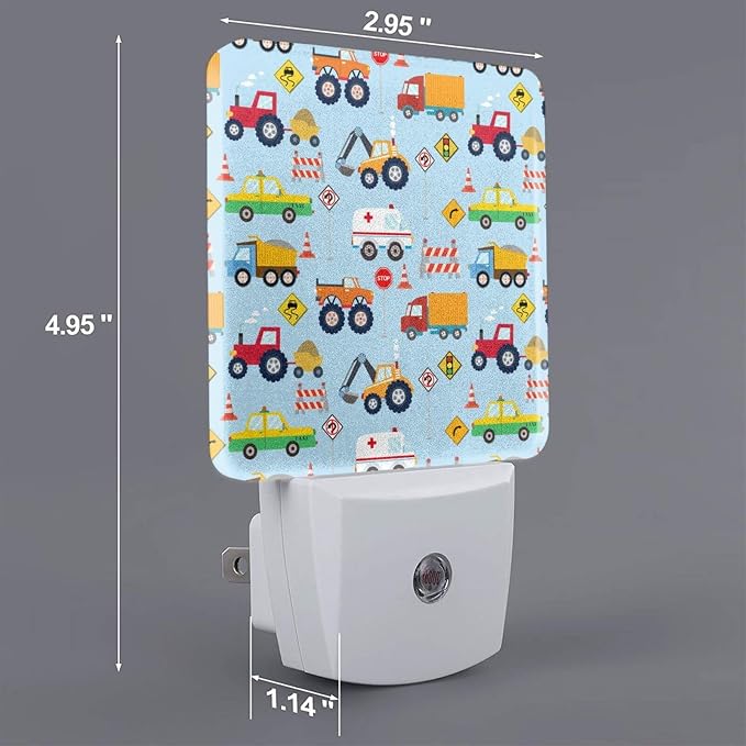 Cartoon Truck Night Light Plug-in Led Nightlights Auto Dusk-to-Dawn Sensor Lamp for Bedroom Bathroom Kitchen Hallway Room Decorative for Kids Toddler