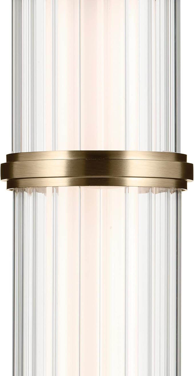 Kichler Riven LED 1-Light Pendant with Clear Fluted Glass in Champagne Bronze, Sloped Ceiling Compatible, for Kitchen or Dining Room (15.5" x 5"), 52755CPZLED