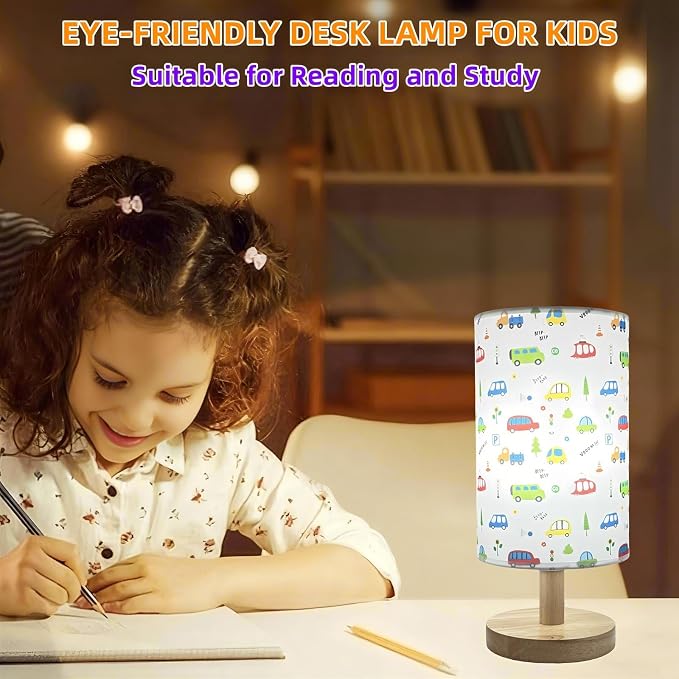 Kids Table Lamp for Bedroom Boys LED Desk Lamps for Kids Room Car Lamp | 3 Color Modes Cute Nightstand Night Light with Cartoon Design Bedside Lamp for Living Room Nursery Decor Car Gift for Boys
