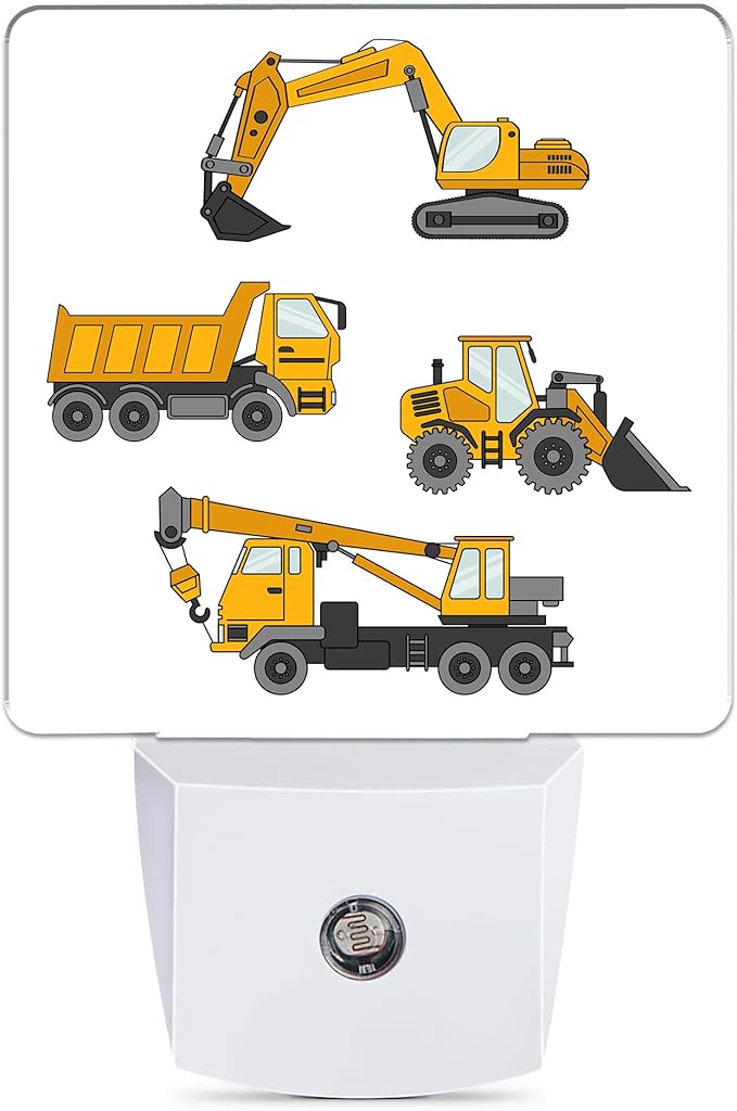 Cartoon Truck Machines Dusk to Dawn Night Light, Auto Sensor Lamp Home Indoor Stairway Kitchen Corridor, Night Lights Plug into Wall Decor, Boys Girls Women Men Room Gifts